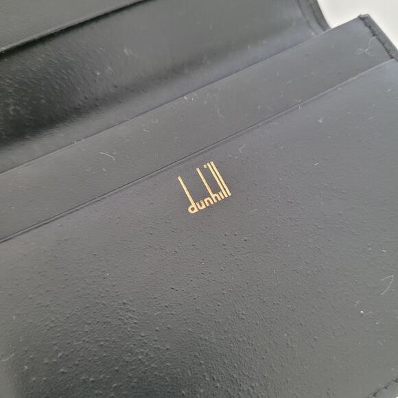 Dunhill Designer Card Wallet Black Bifold Leather Folding Small Logo Vintage - Picture 5 of 11